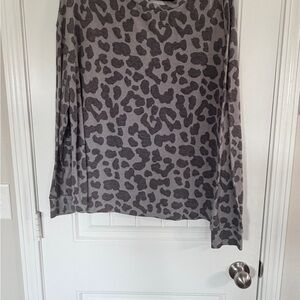 Time and Tru Charcoal Animal Print Top